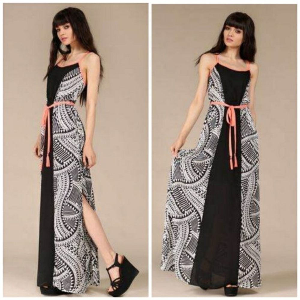 NWT Sheer long dress Black white swimsuit cover summer maxi tank medium small - Picture 1 of 4